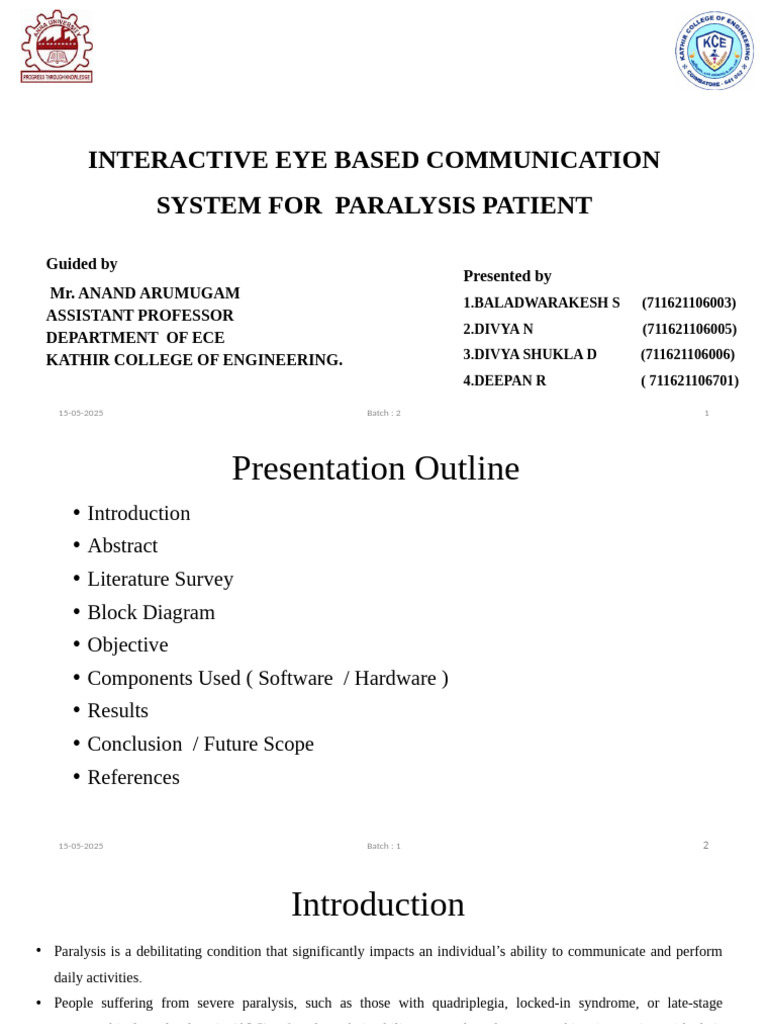 Eye-Based Communication for Paralysis Patients | PDF | Light Emitting ...