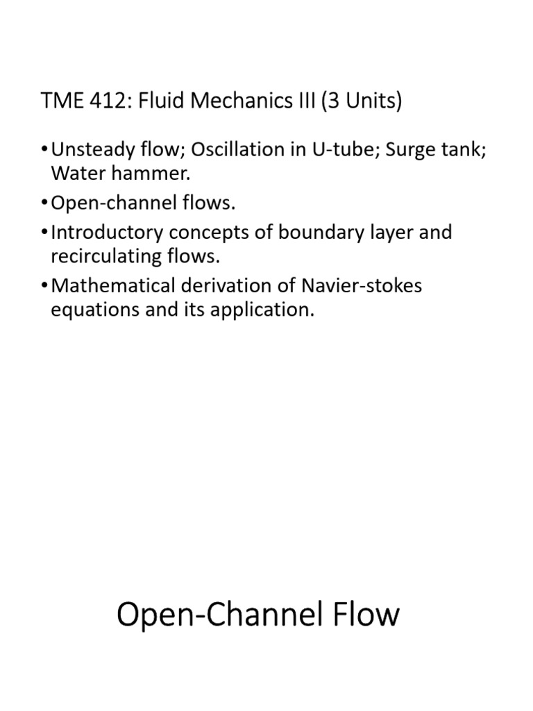 Open Channel Flow Fundamentals | PDF | Fluid Dynamics | Pressure