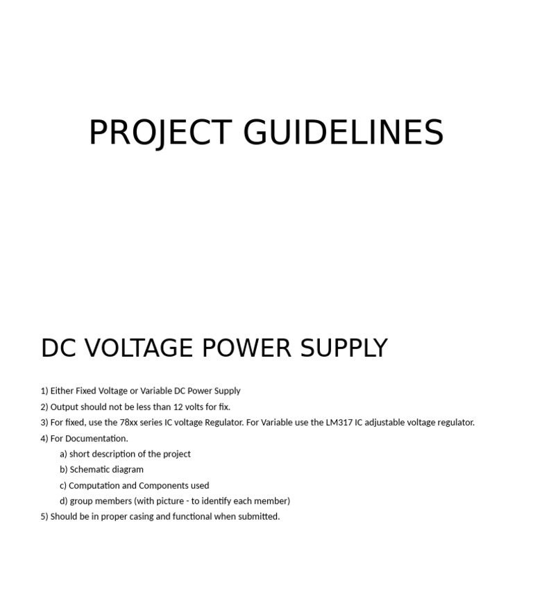 DC Power Supply Project Guidelines | PDF
