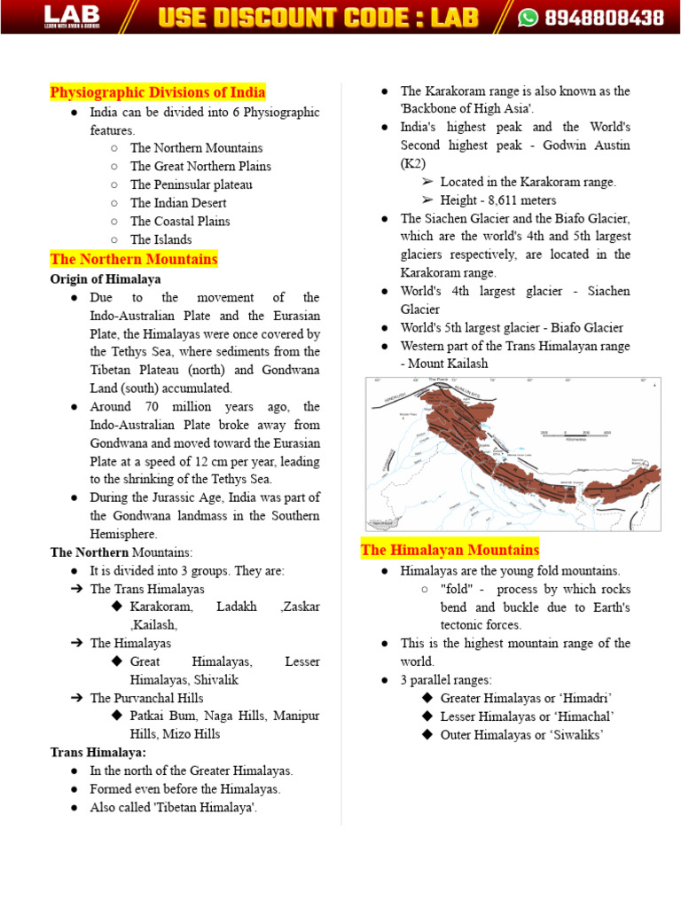 Physiographic Features of India | PDF | Himalayas | Earth Sciences