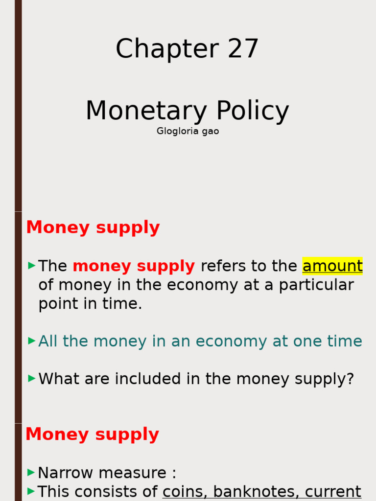 Understanding Monetary Policy Measures | PDF | Money Supply | Interest ...