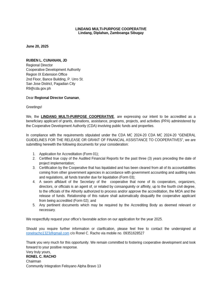Accreditation Application for CDA Grants | PDF | Government | Justice