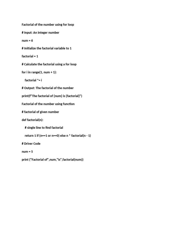 Factorial Calculation in Python | PDF