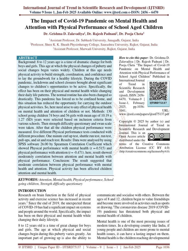 The Impact of Covid 19 Pandemic On Mental Health and Attention With ...