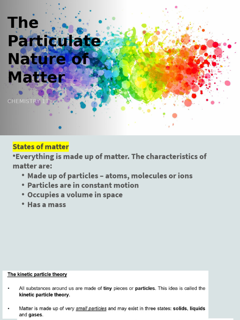 Understanding Matter's Particulate Nature | PDF | Gases | Liquids