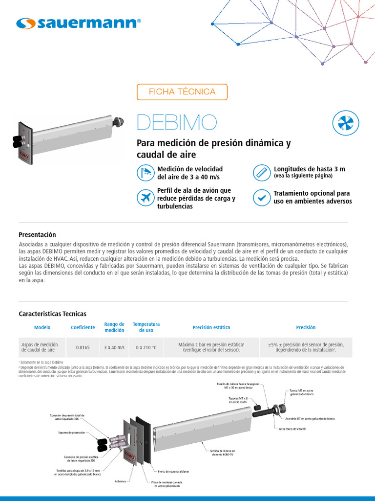 Aspas DEBIMO para Medición de Caudal de Aire | PDF | Medición | Sensor