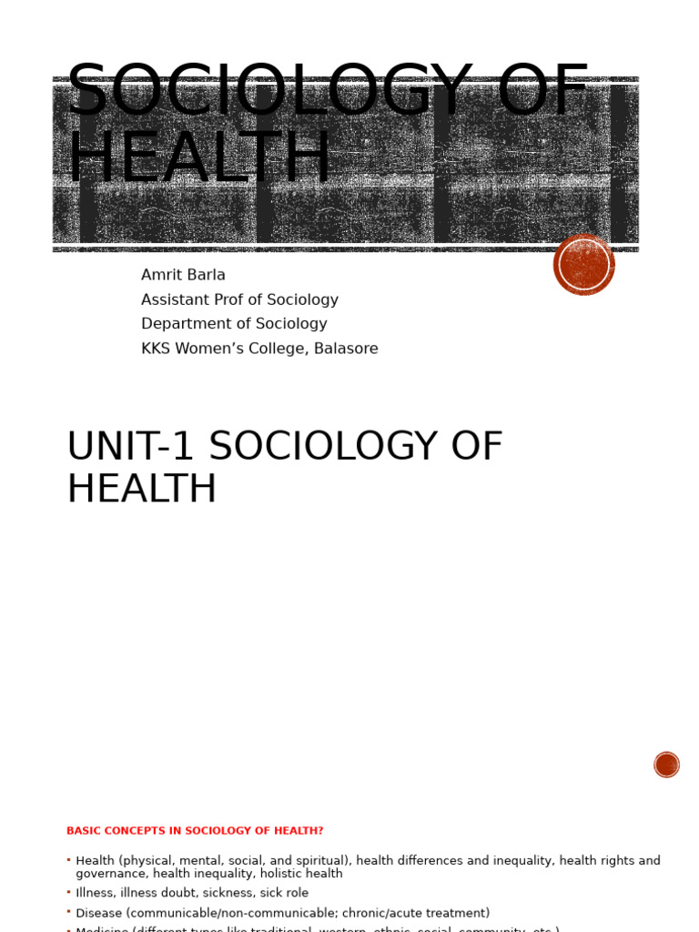 Unit I Sociology of Health | PDF | Sociology | Ethnography