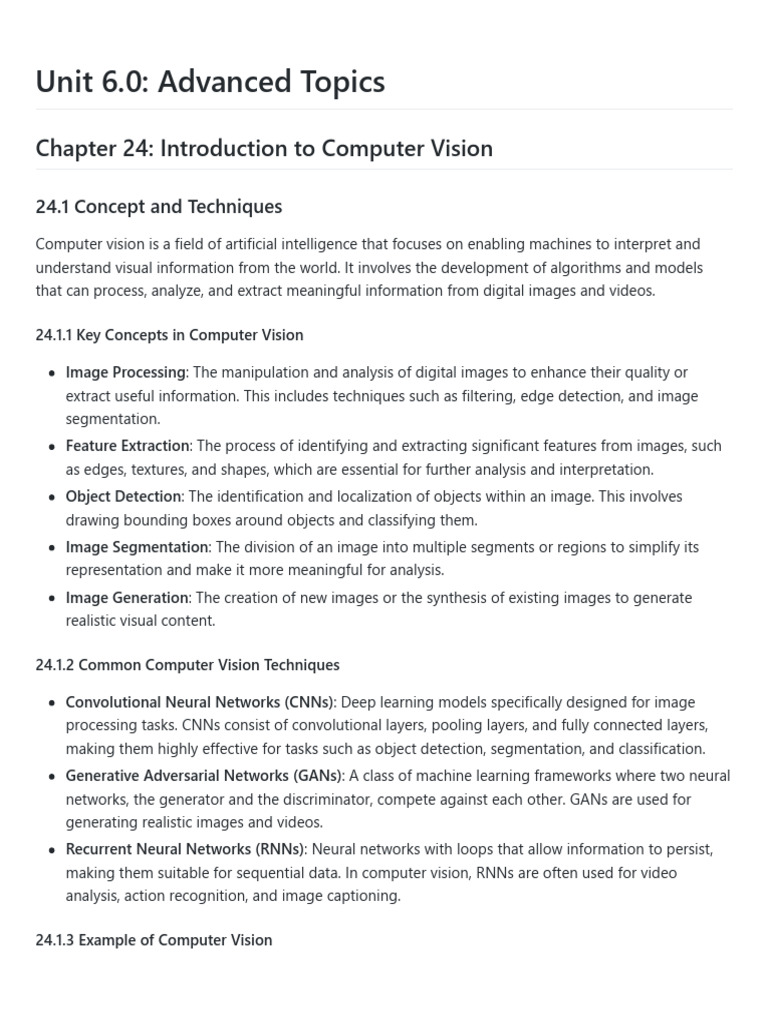 AI - Unit 6.0 - Advanced Topics | PDF | Genetic Algorithm | Computer Vision