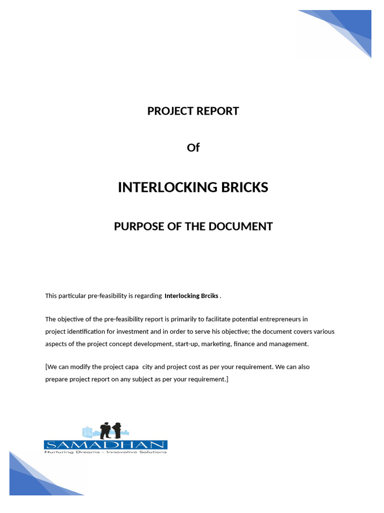 Interlocking Bricks Project Report | PDF | Concrete