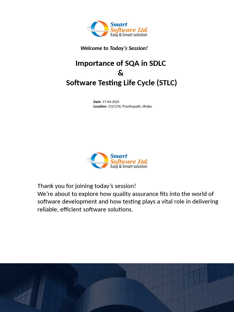 SQA's Role in SDLC and STLC Explained | PDF | Software Testing ...