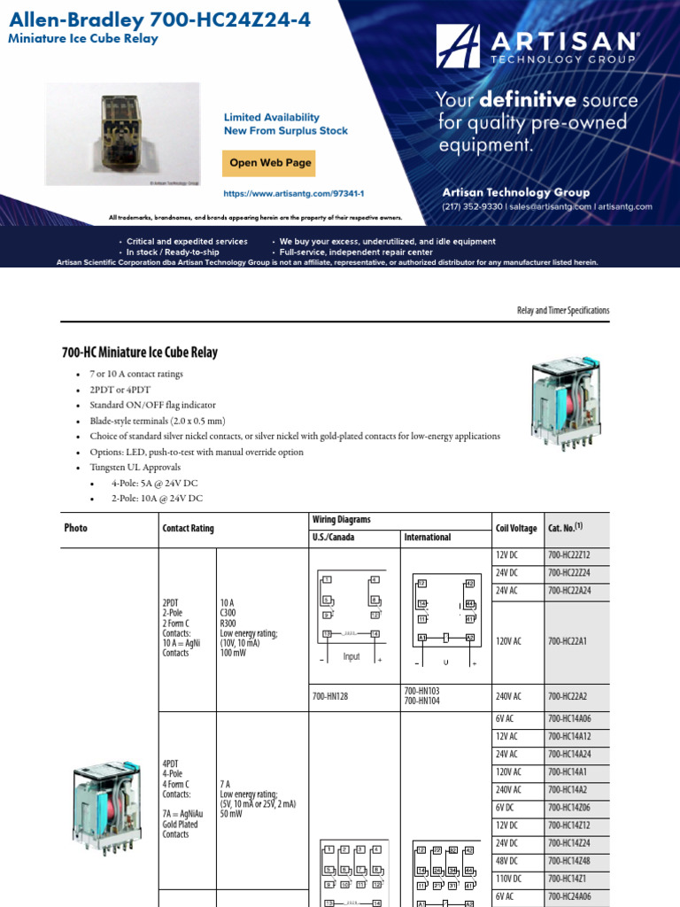 Allen-Bradley 700-HC Relay Overview | PDF | Alternating Current | Mains ...