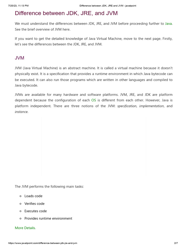 Difference Between JDK, JRE and JVM | PDF | Java Virtual Machine | Java ...