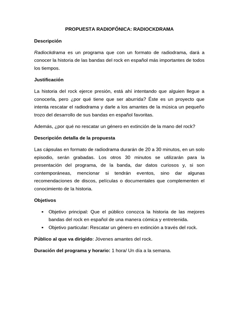 Propuesta Radiofónica | PDF