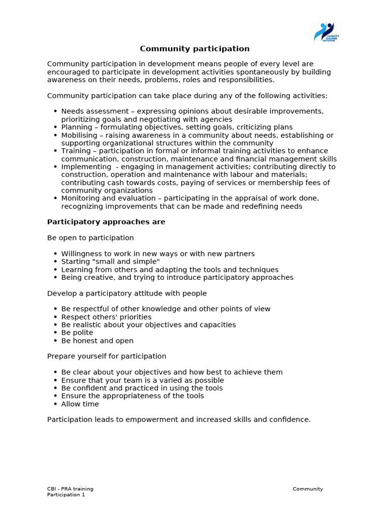 Community Participation in Development | PDF | Empowerment | Community