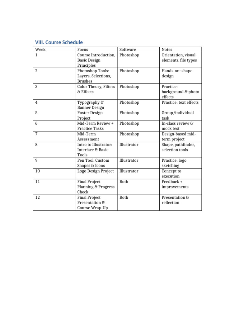 Graphic Design Course Schedule Format2 | PDF