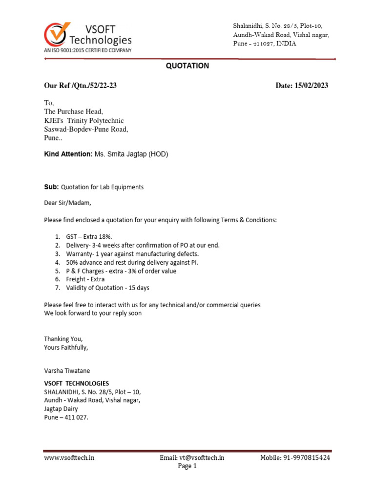 Quotation for Lab Equipment in Pune | PDF | Capacitor | Power (Physics)