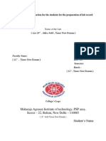 Cover Page:: Report Format (Instruction For The Students For The Preparation of Lab Record)