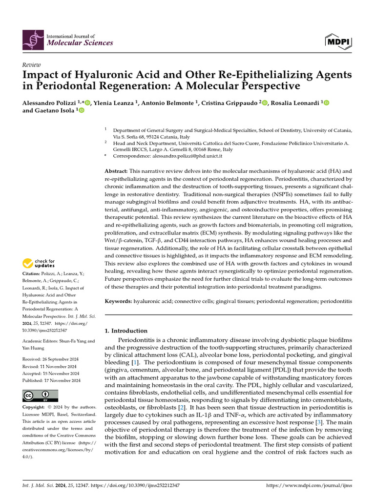 Ijms-25-12347 250513 065234 | PDF | Extracellular Matrix | Wound Healing