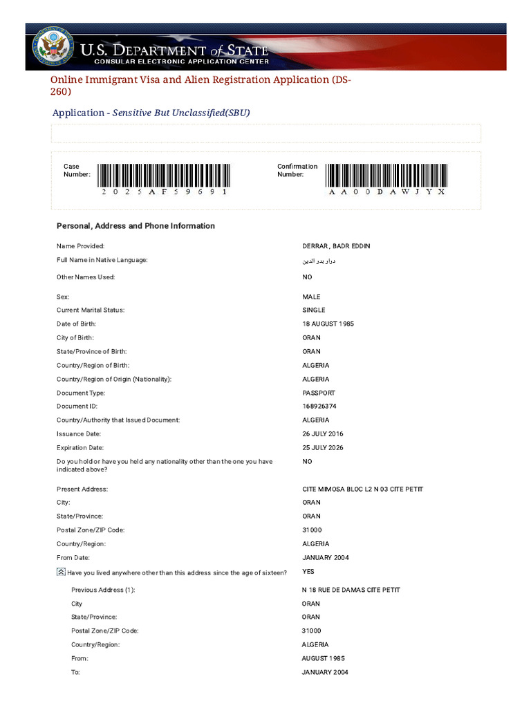 Demande de Visa Immigrant DS-260 | PDF | Les États-Unis | Colombie