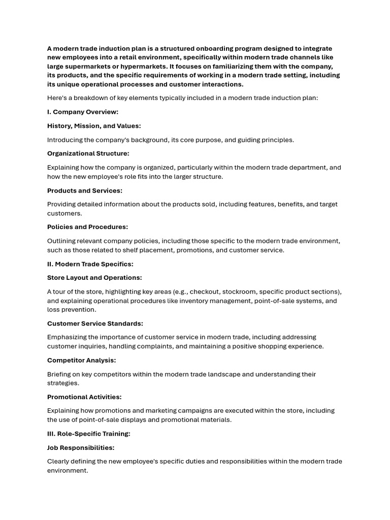 MT Induction Plan - Onboarding of Fresh TSIs | PDF | Mentorship | Business