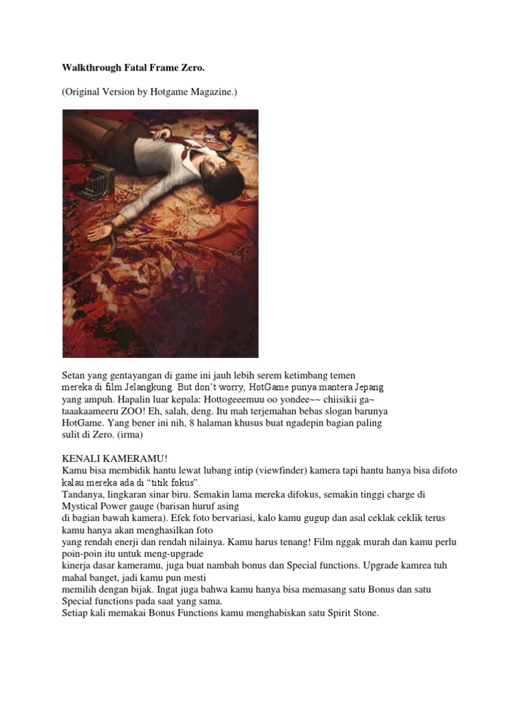 Walkthrough Fatal Frame Zero | PDF
