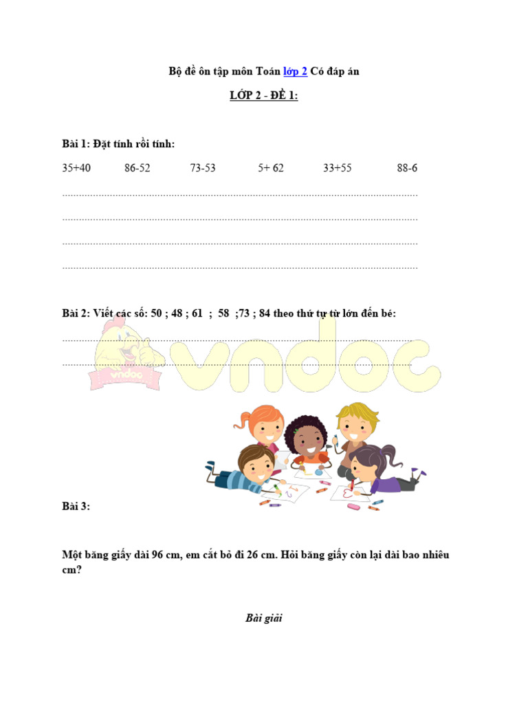 Bo de On Tap Mon Toan Lop 2 Co Dap An 1 | PDF
