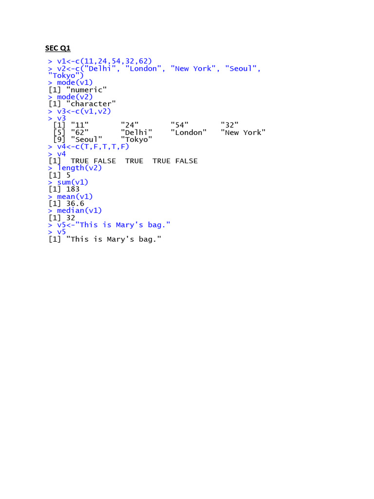 R Programming Basics: Vectors and Stats | PDF