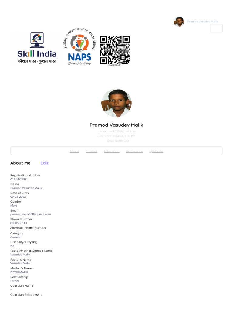 Candidate Profile - Apprenticeship Training Portal | PDF | Qr Code ...