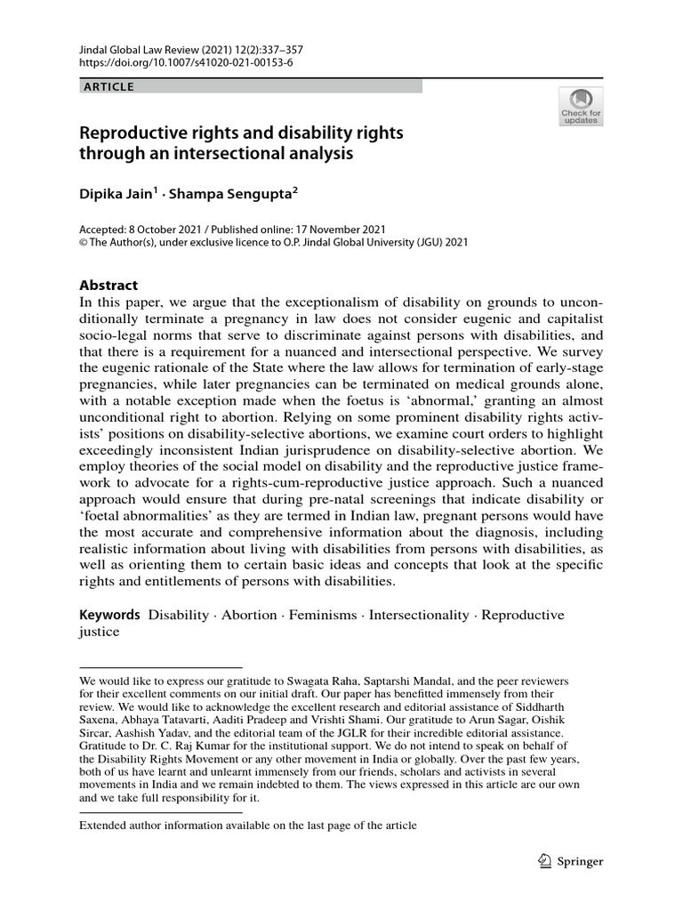 Reproductive and Disability Rights Intersection | PDF | Abortion ...