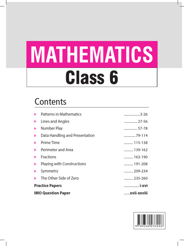 Grade 6 Maths Book Contents | PDF