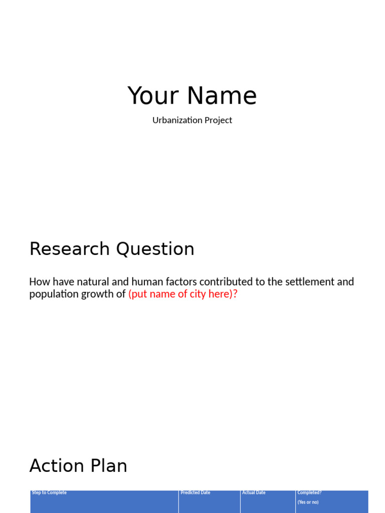00 Urbanization Process Template | PDF