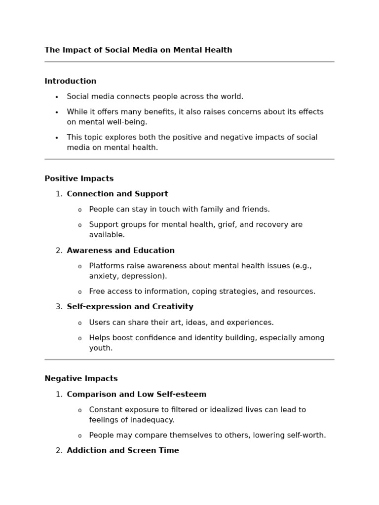 Negative Effects of Social Media on Mental Health | PDF | Social Media ...
