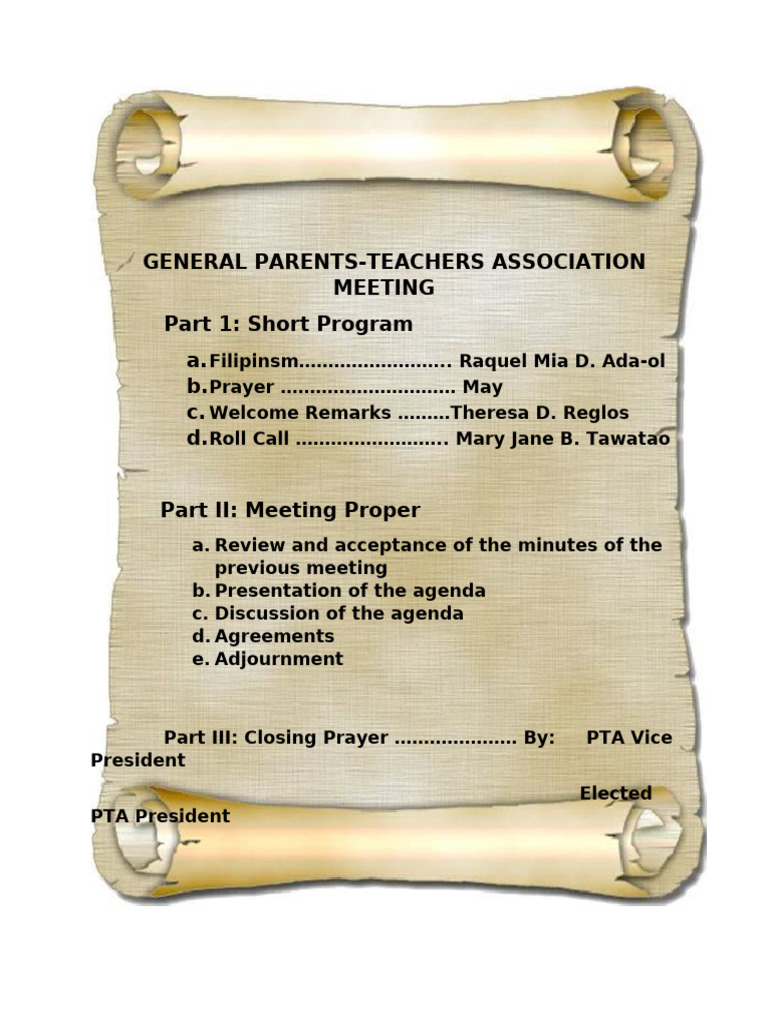 1st PTAMeetingPrgrm | PDF
