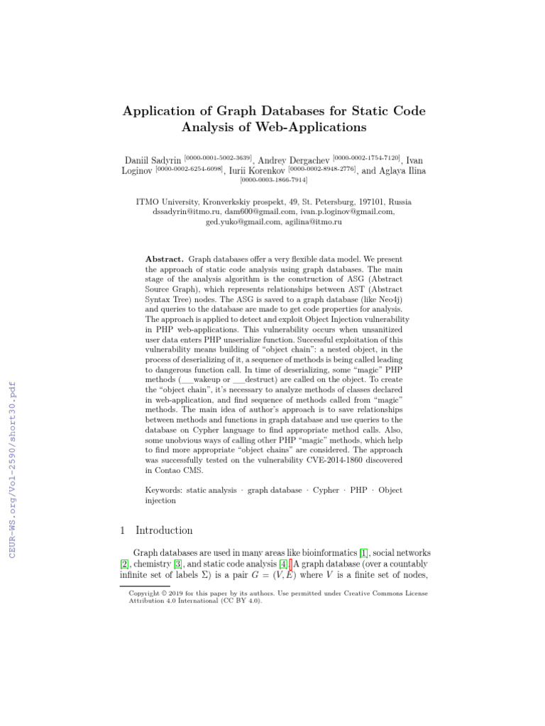 Graph Databases in Code Analysis | PDF | Resource Description Framework ...