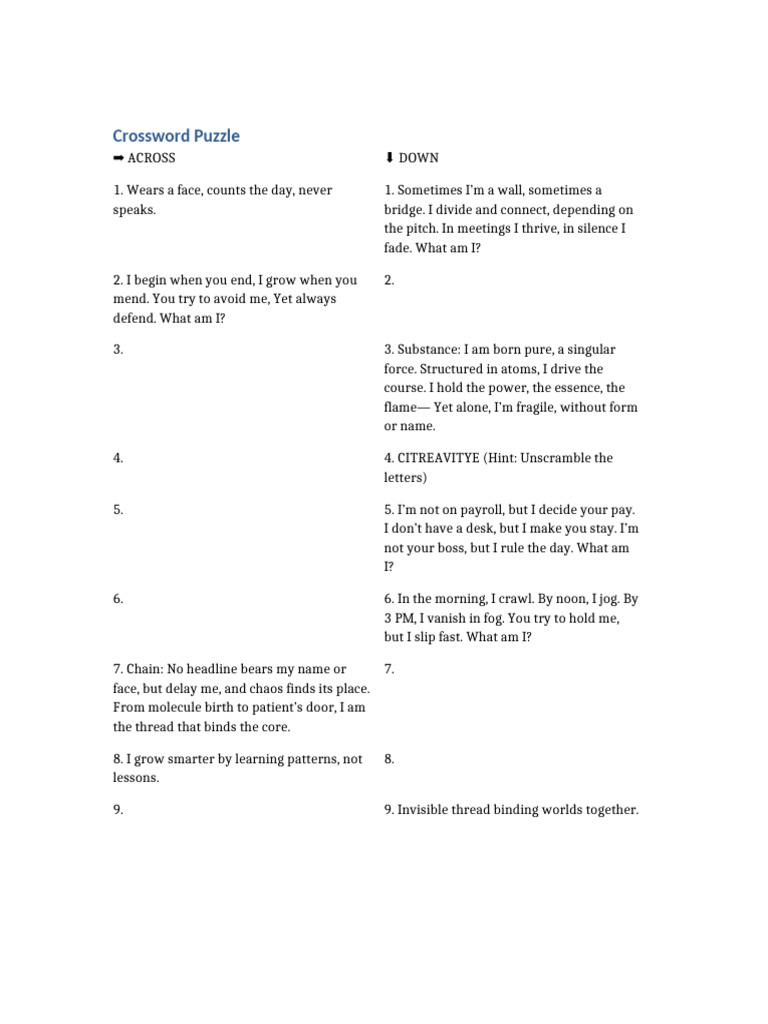 Indian Riddles and Crossword Clues | PDF