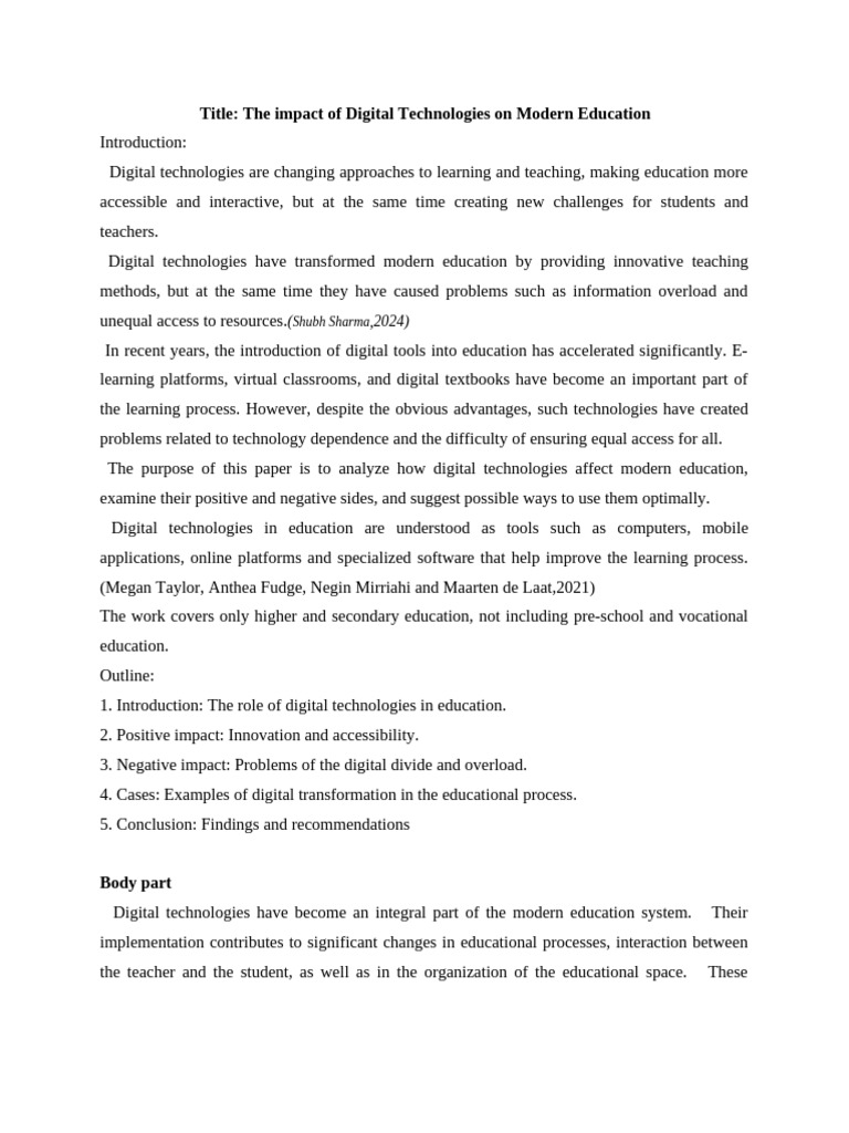 The Impact of Digital Technologies On Modern Education | PDF ...