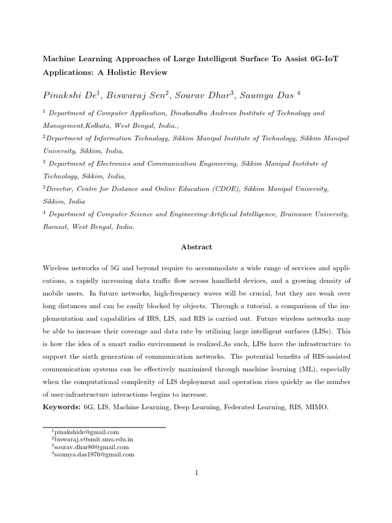 Machine Learning for 6G IoT with LIS | PDF | Machine Learning | Deep ...