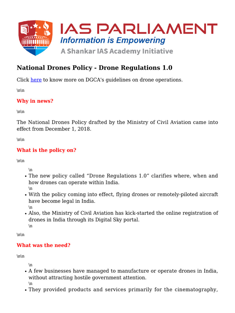 National Drone Policy Overview | PDF | Unmanned Aerial Vehicle | Aviation