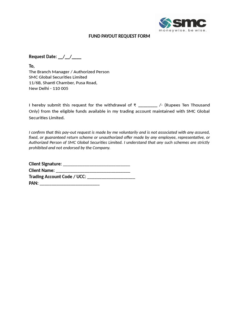 Fund Payout Request Form | PDF