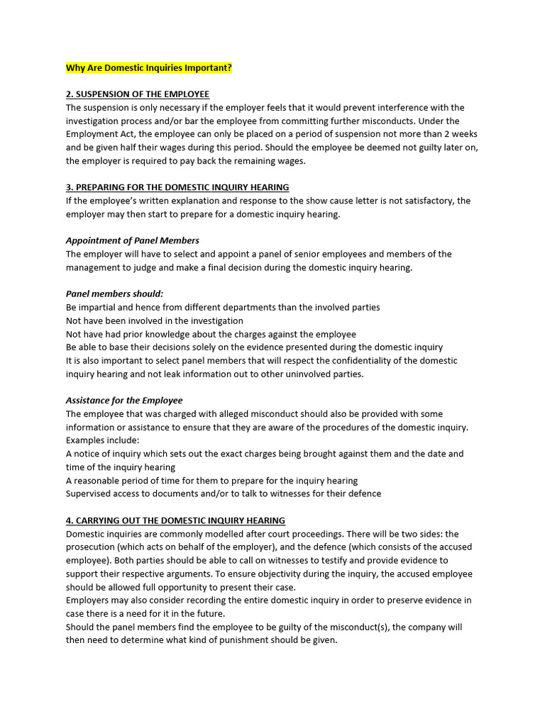 Guidelines for Domestic Inquiry Panels | PDF | Employment | Witness