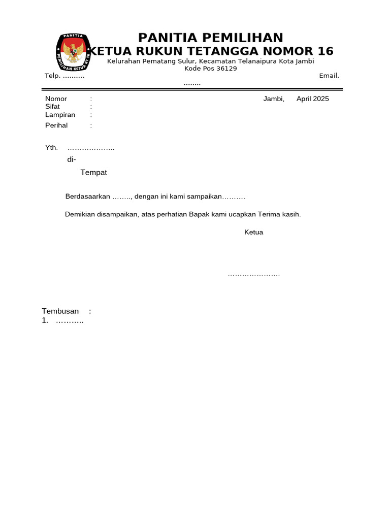 Contoh Kop Surat Panitia RT/RW | PDF