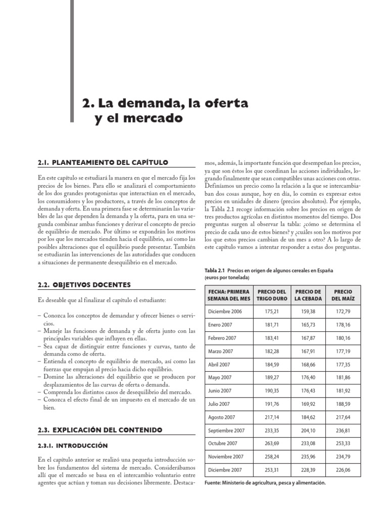 Demanda, oferta y equilibrio de mercado | PDF | Oferta y demanda ...