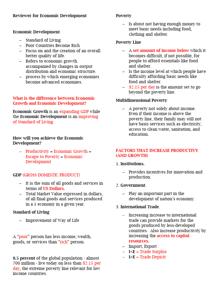 Economic Development Review Insights | PDF | Cost Of Living | Gross ...