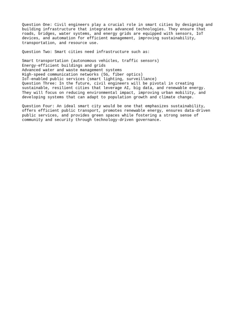 Civil Engineers in Smart City Development | PDF