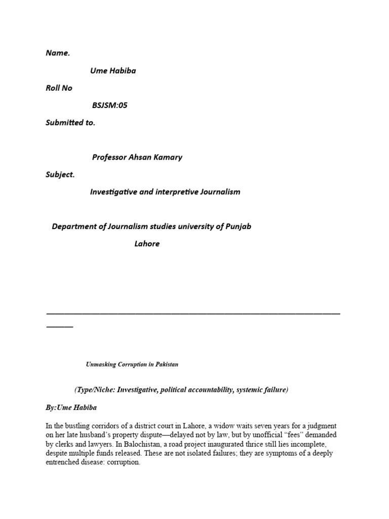 Investigative and Interpretive Journalism (H) PDF Corruption