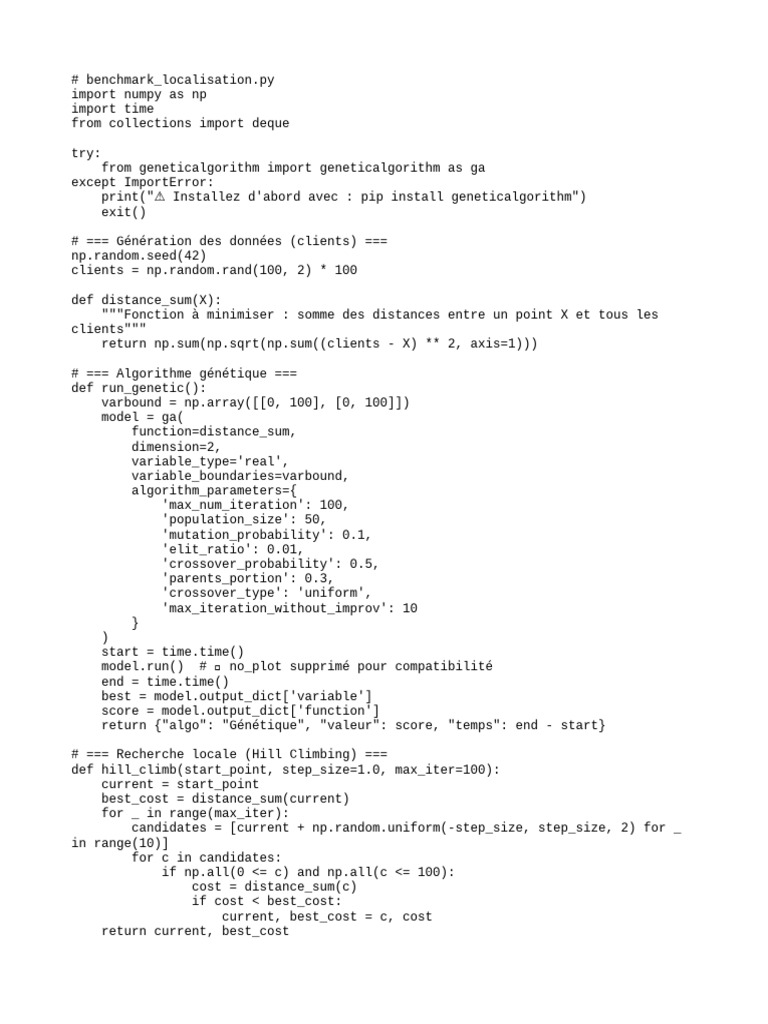 Optimal Location Benchmarking Algorithms | PDF