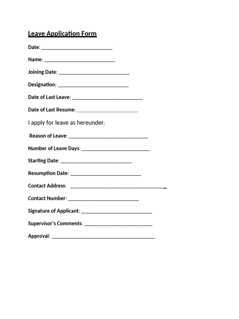 Leave Application Form | PDF