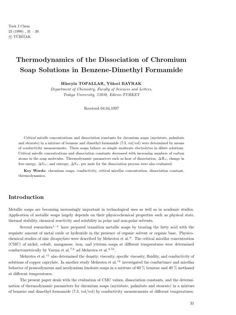 Chrome Soaps PDF Dissociation (Chemistry) Solvent