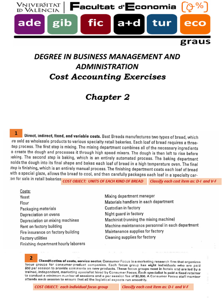 Cost Accounting Exercises for Business Management | PDF