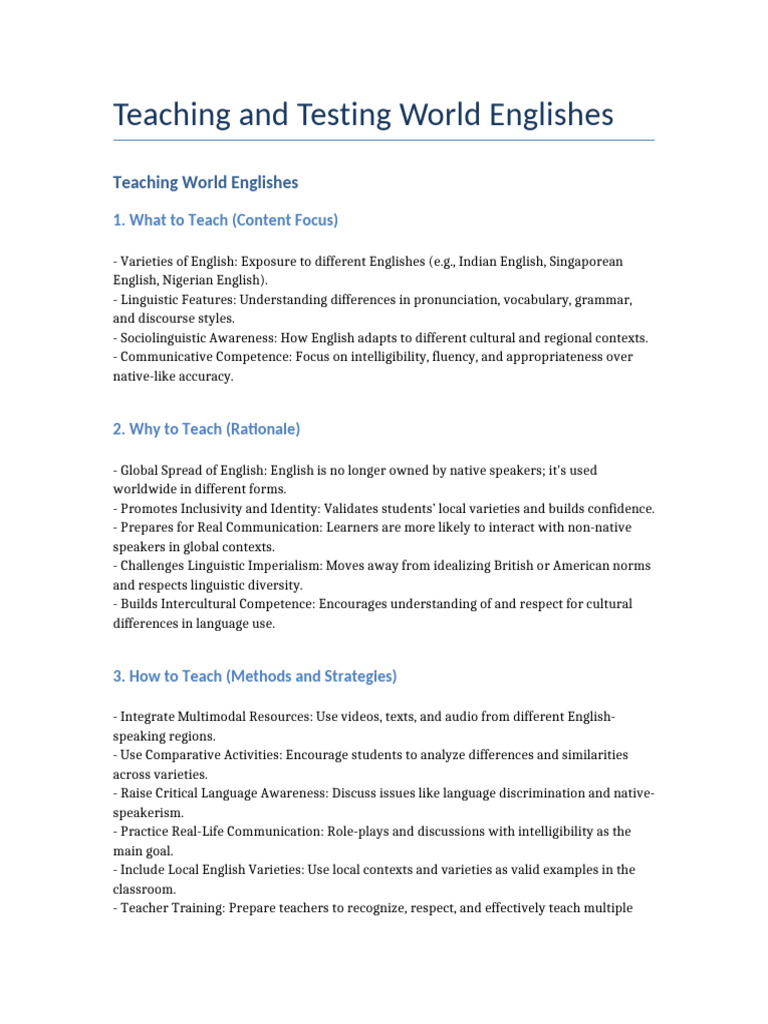 Teaching and Testing World Englishes | PDF | English Language | Linguistics